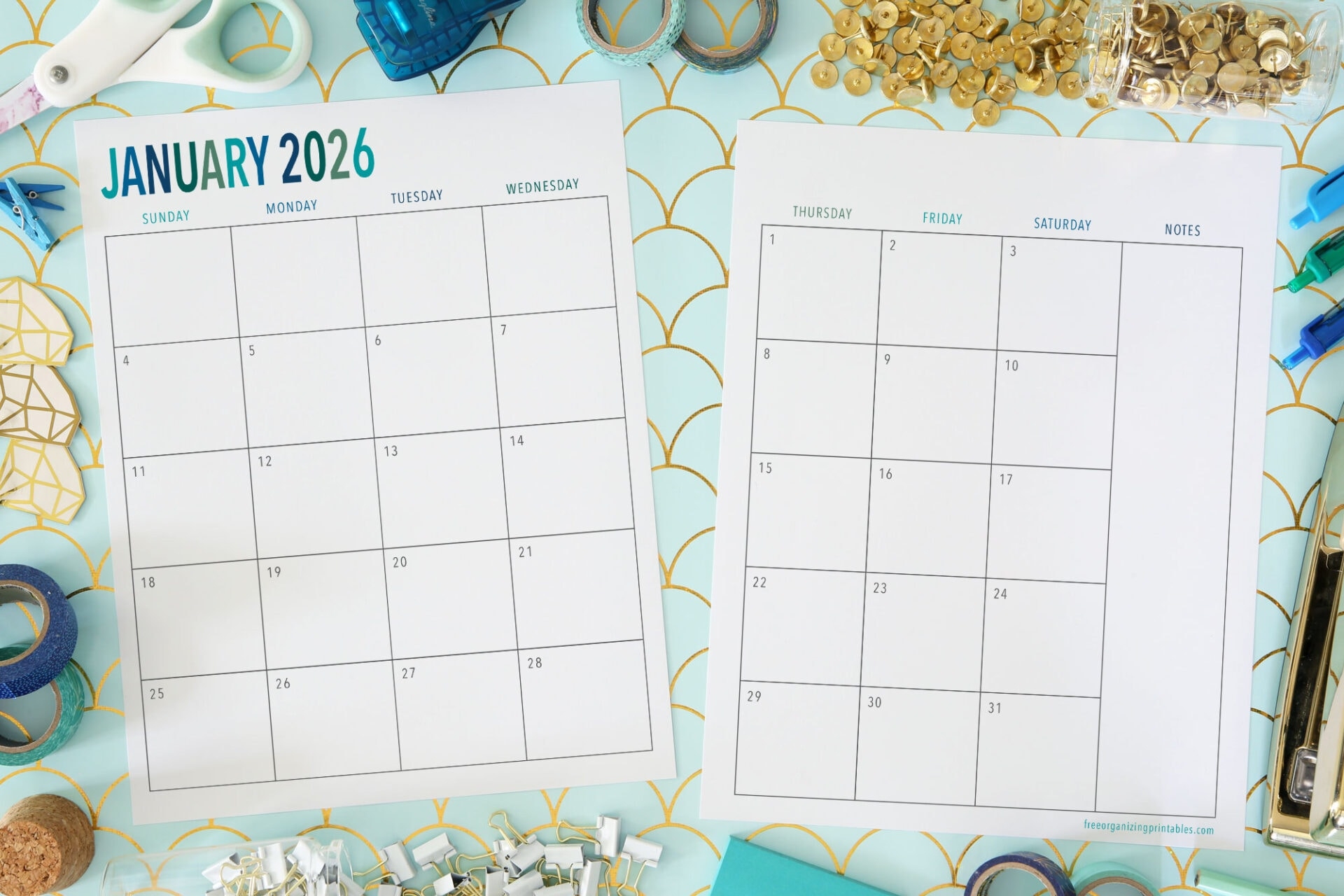 Free Printable 2 Page Blank Monthly Calendar 2026 Free Printable 2 Page Blank Monthly Calendar 2026