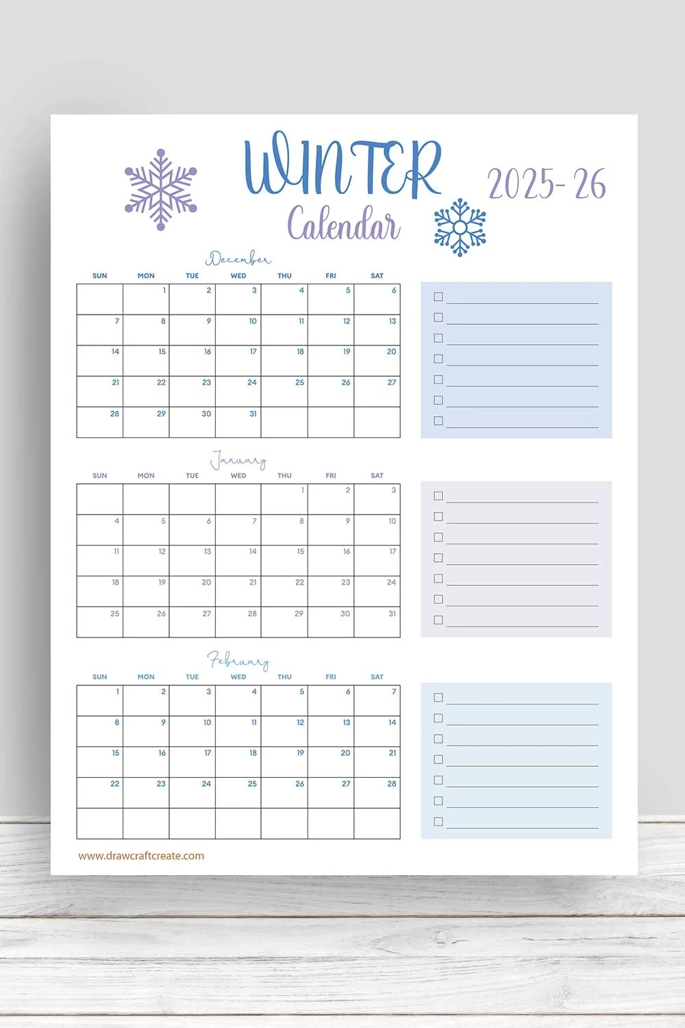 Free Printable 2025 2026 Winter Calendar Draw Craft Create Free Printable 2025 2026 Winter Calendar Draw Craft Create