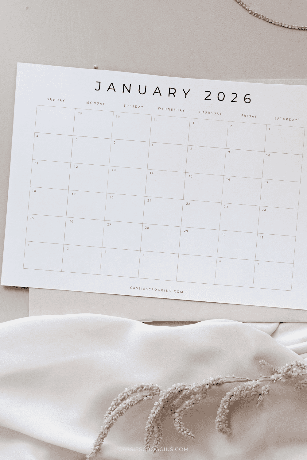 Blank 2026 Calendar Printable