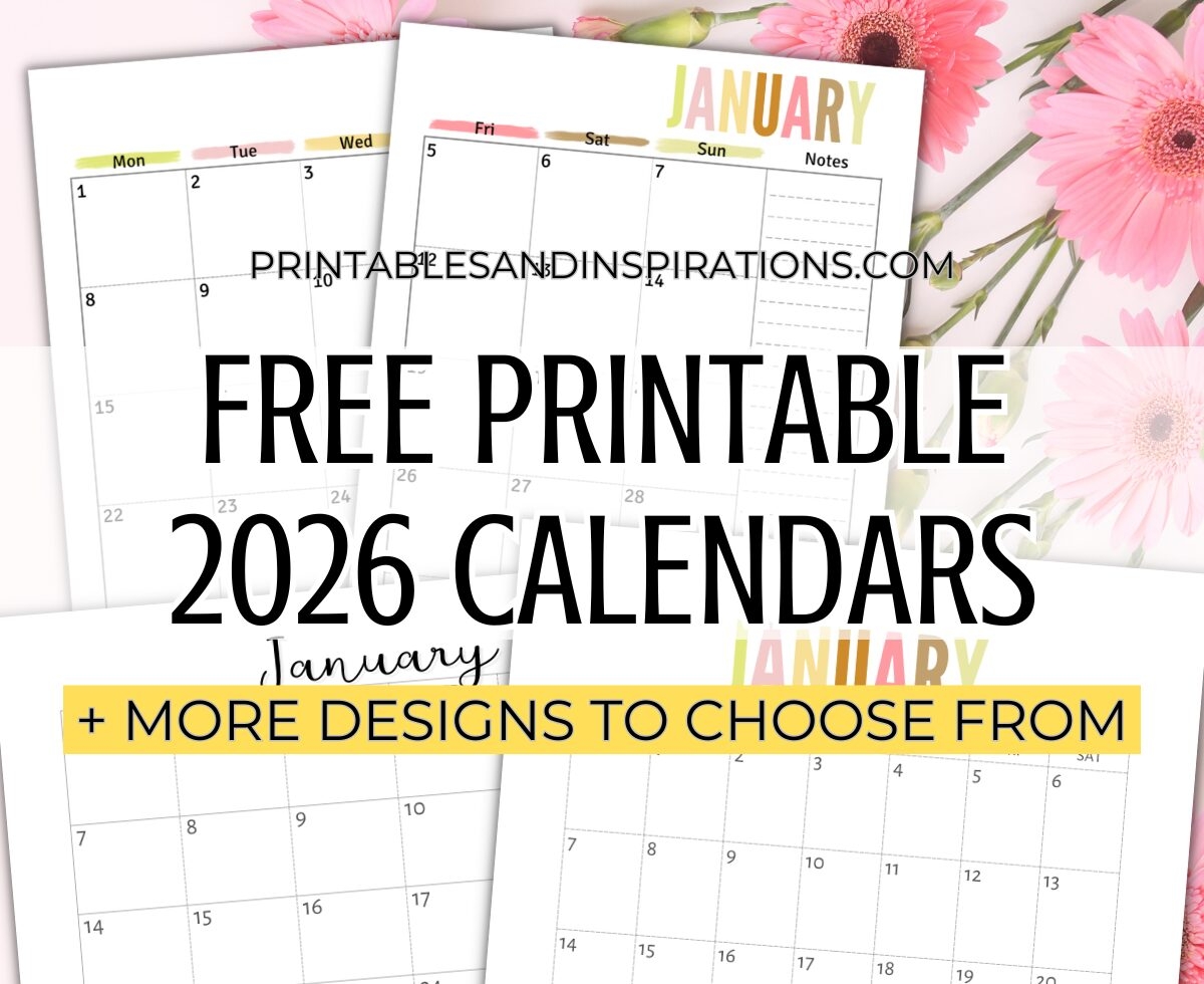 Free Printable 2026 Monthly Calendar Template PDF Printables And Inspirations Free Printable 2026 Monthly Calendar Template PDF Printables And Inspirations