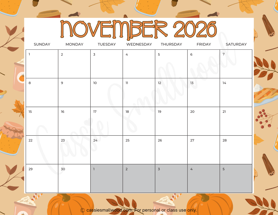 Blank November Calendar 2026 Printable Blank November Calendar 2026 Printable