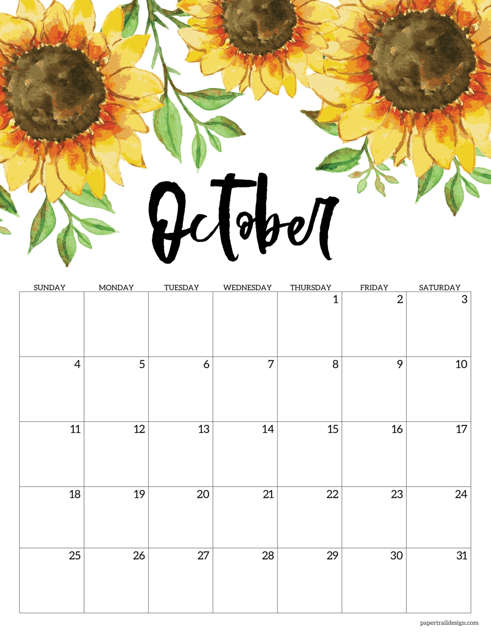 Free Printable Calendar 2026 Floral Paper Trail Design