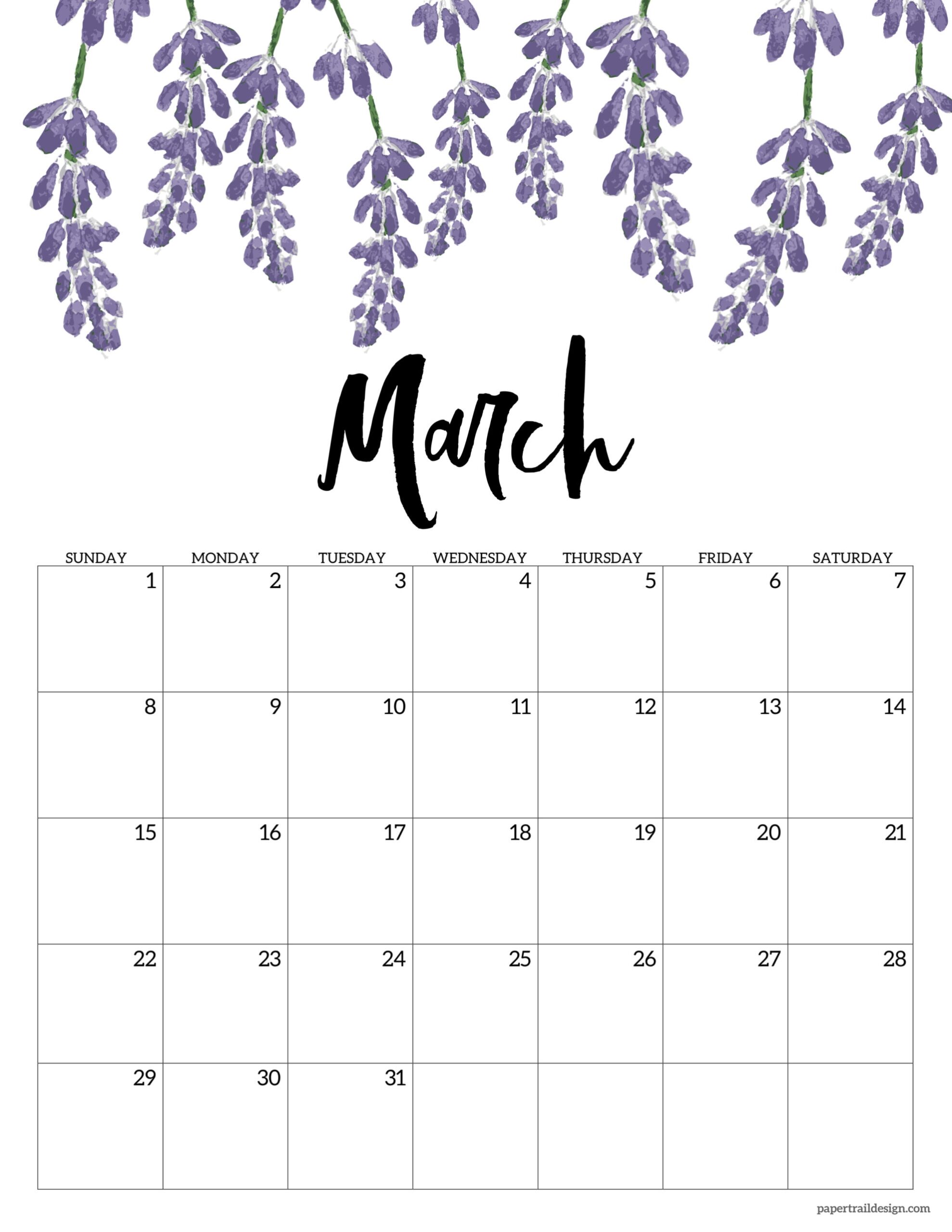 Free Printable Calendar 2026 Floral Paper Trail Design