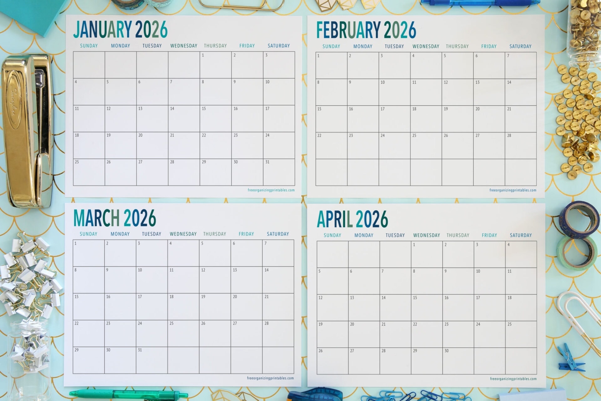 Free Printable Calendar 2026 Free Organizing Printables Free Printable Calendar 2026 Free Organizing Printables