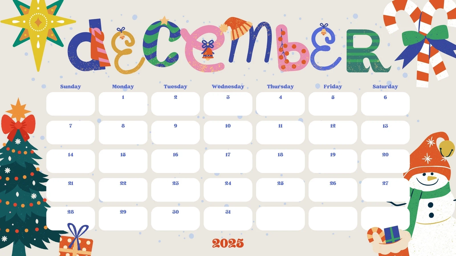 Blank Free Printable Monthly Calendar December 2025 Blank Free Printable Monthly Calendar December 2025