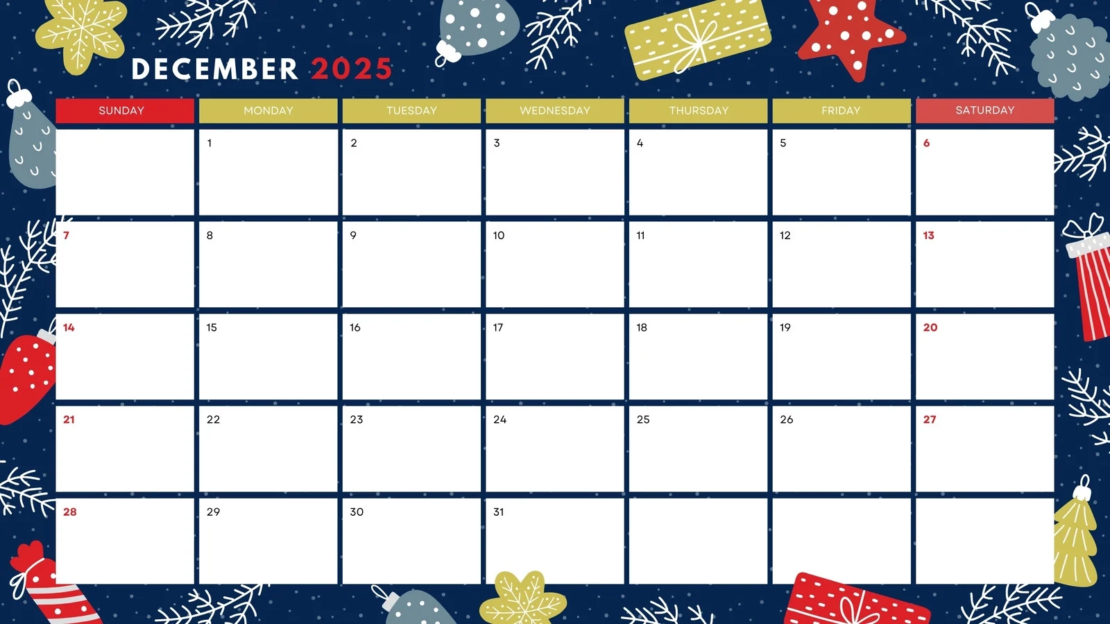 Blank Calendar December 2025 Free Printable Blank Calendar December 2025 Free Printable
