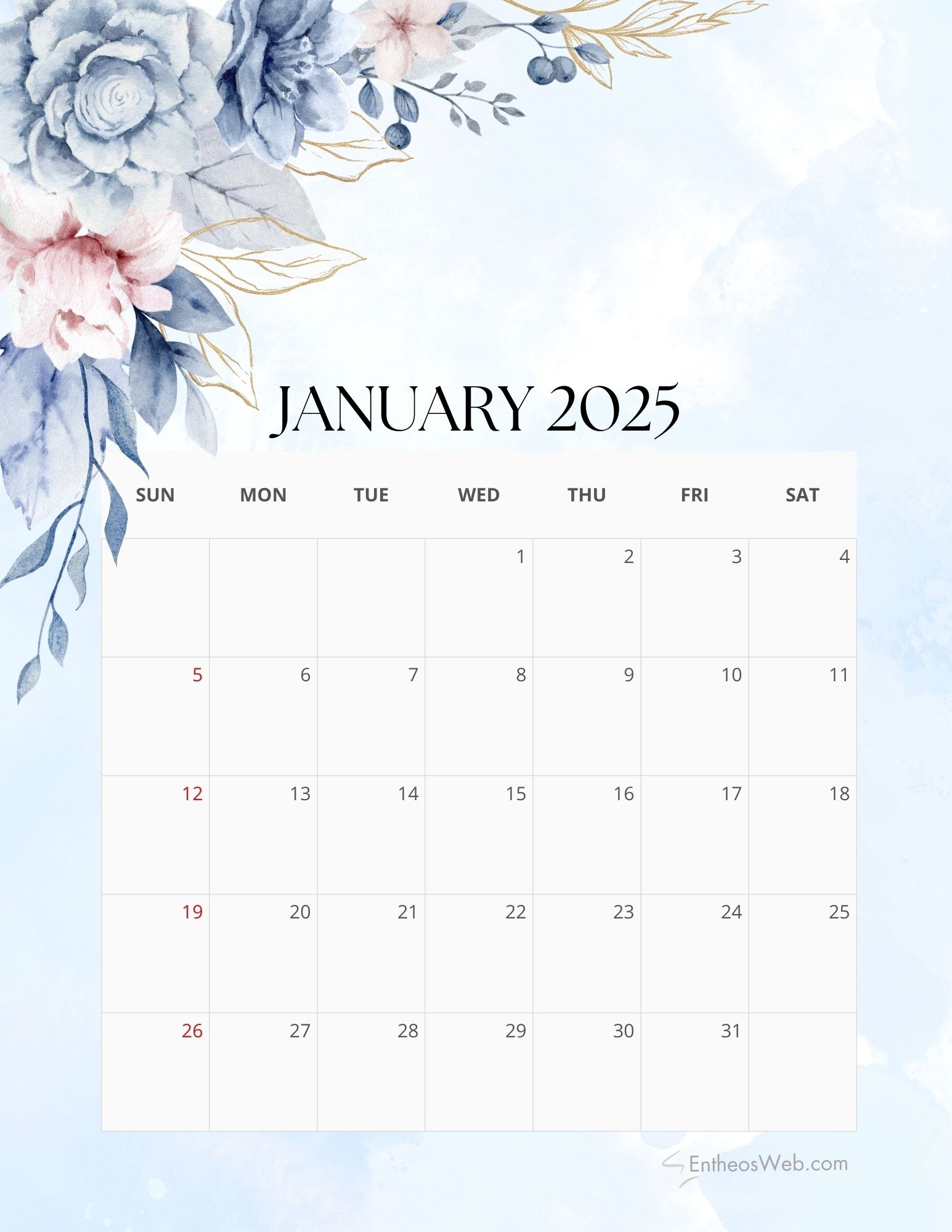 Free Printable Floral 2025 Monthly Calendar EntheosWeb Free Printable Floral 2025 Monthly Calendar EntheosWeb