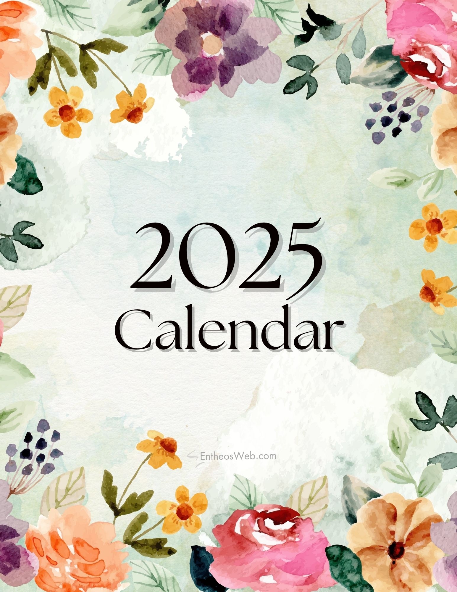 Free Printable Floral 2025 Monthly Calendar EntheosWeb Free Printable Floral 2025 Monthly Calendar EntheosWeb