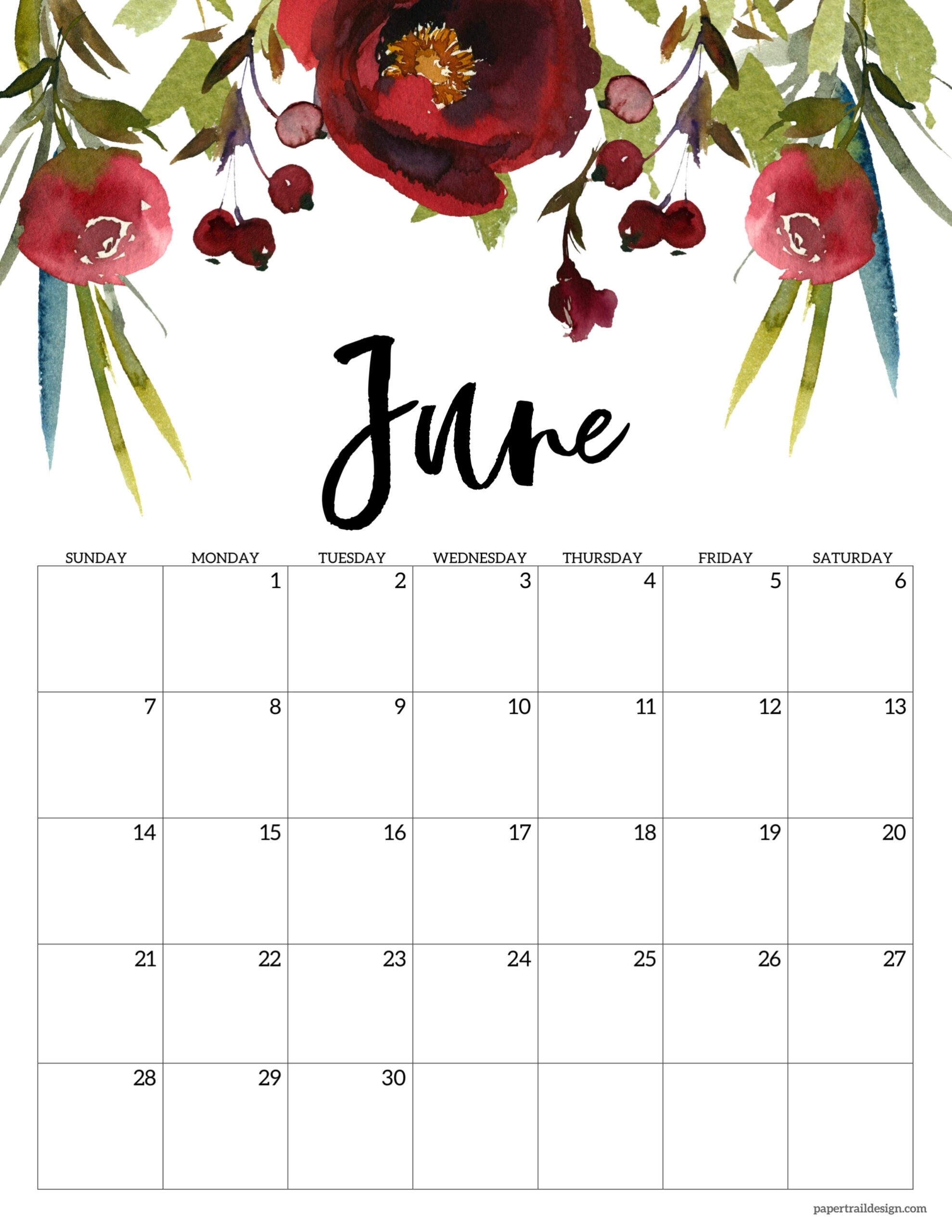 June 2026 Calendar Page