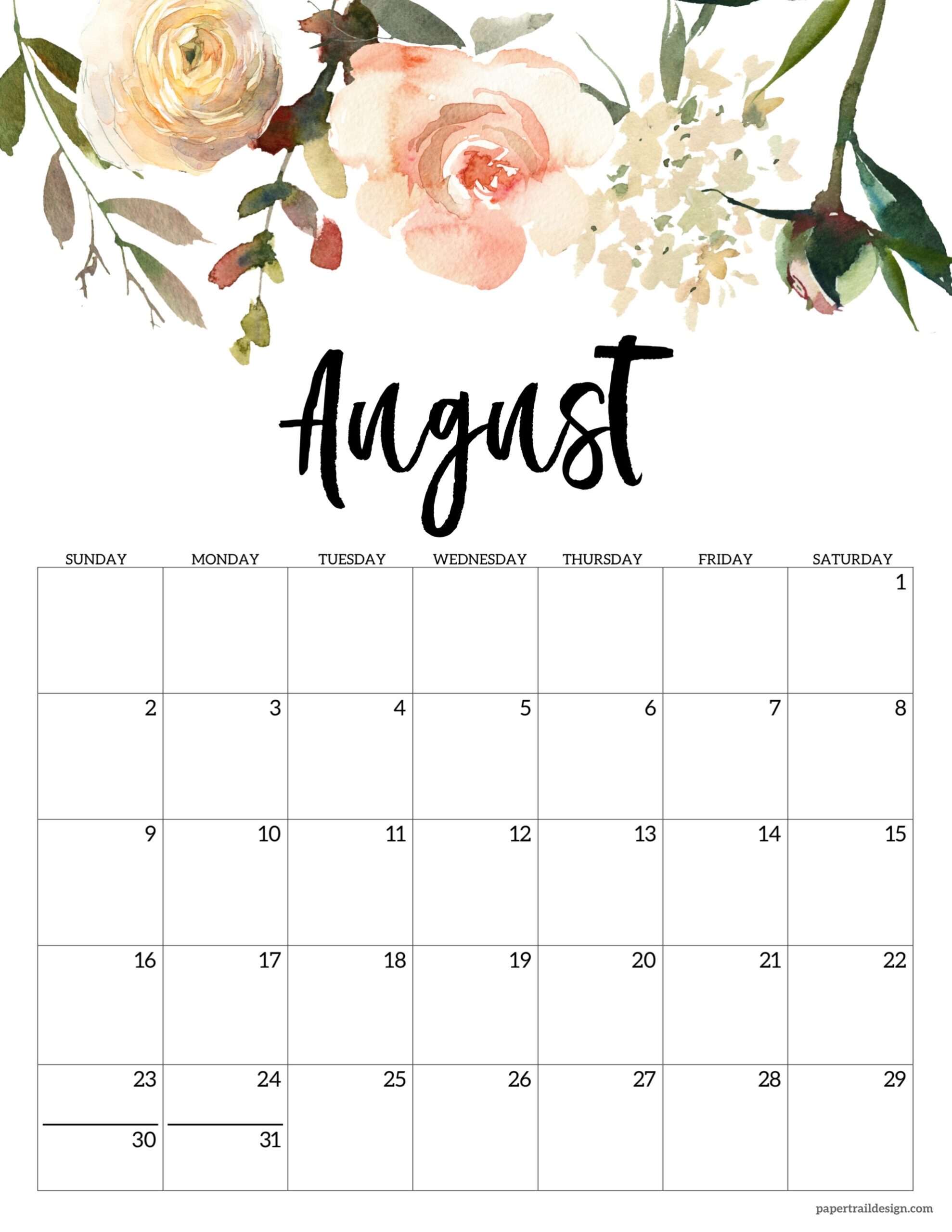 Free Printable Floral Calendar 2026 Paper Trail Design Free Printable Floral Calendar 2026 Paper Trail Design
