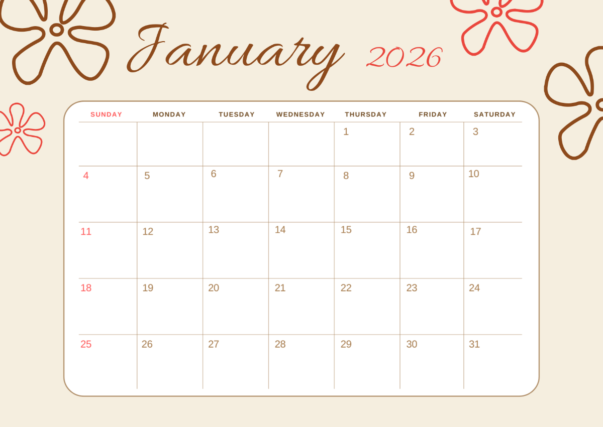 January 2026 Blank Calendar Printable