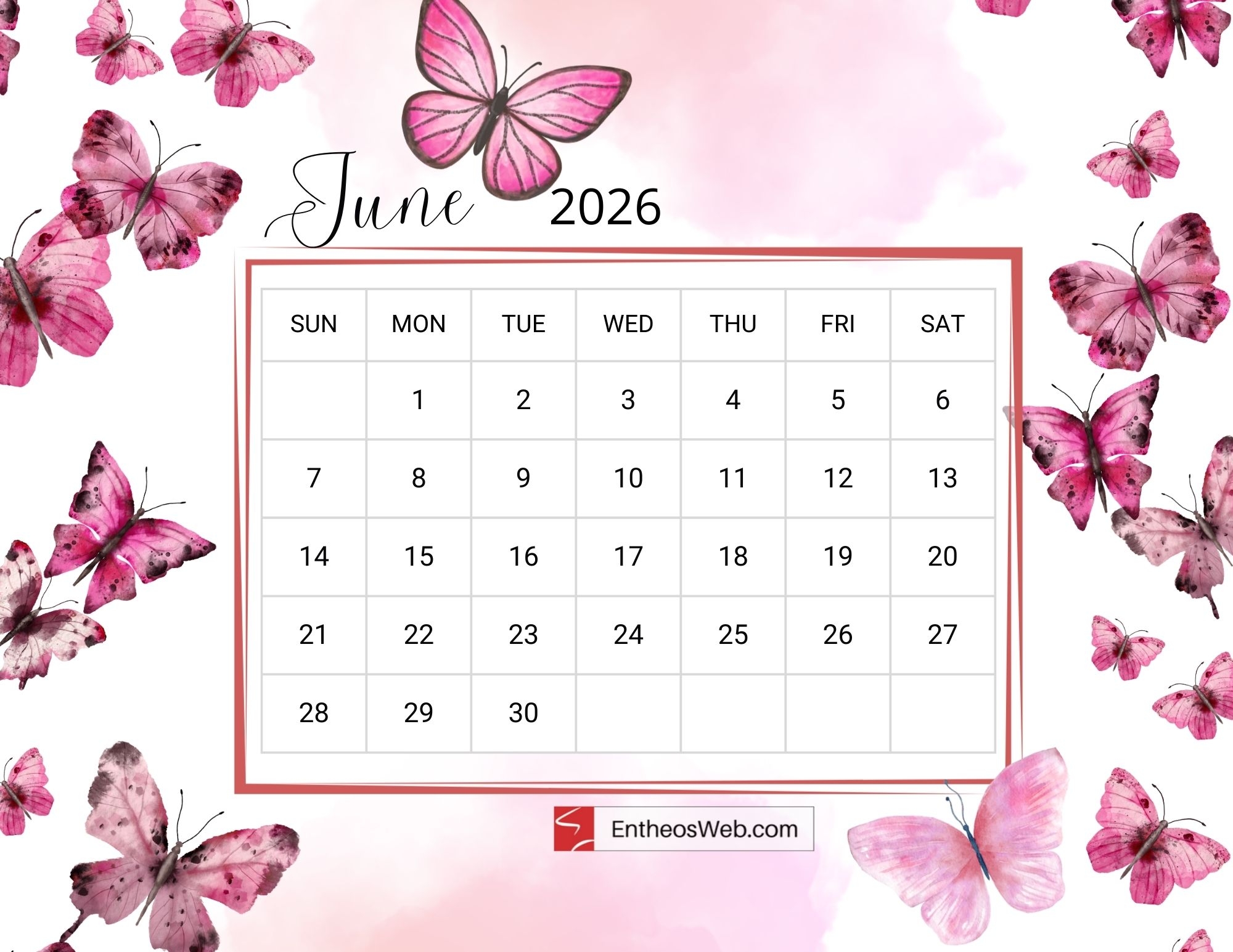 Free Printable June 2026 Calendar EntheosWeb