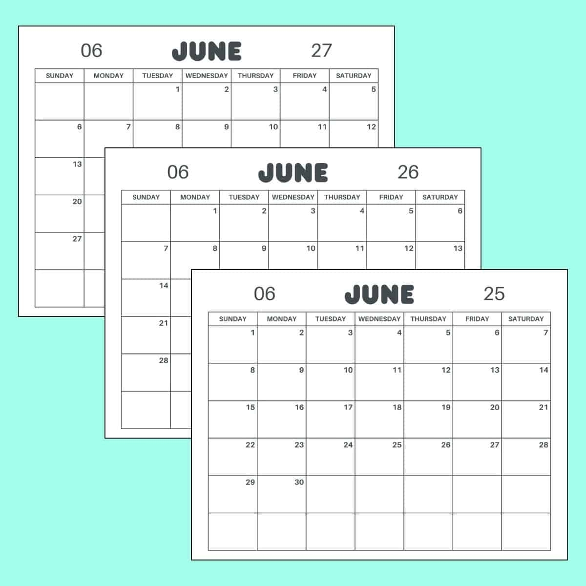 Free Printable June Calendar 2025 2026 2027 PDF Template Free Printable June Calendar 2025 2026 2027 PDF Template