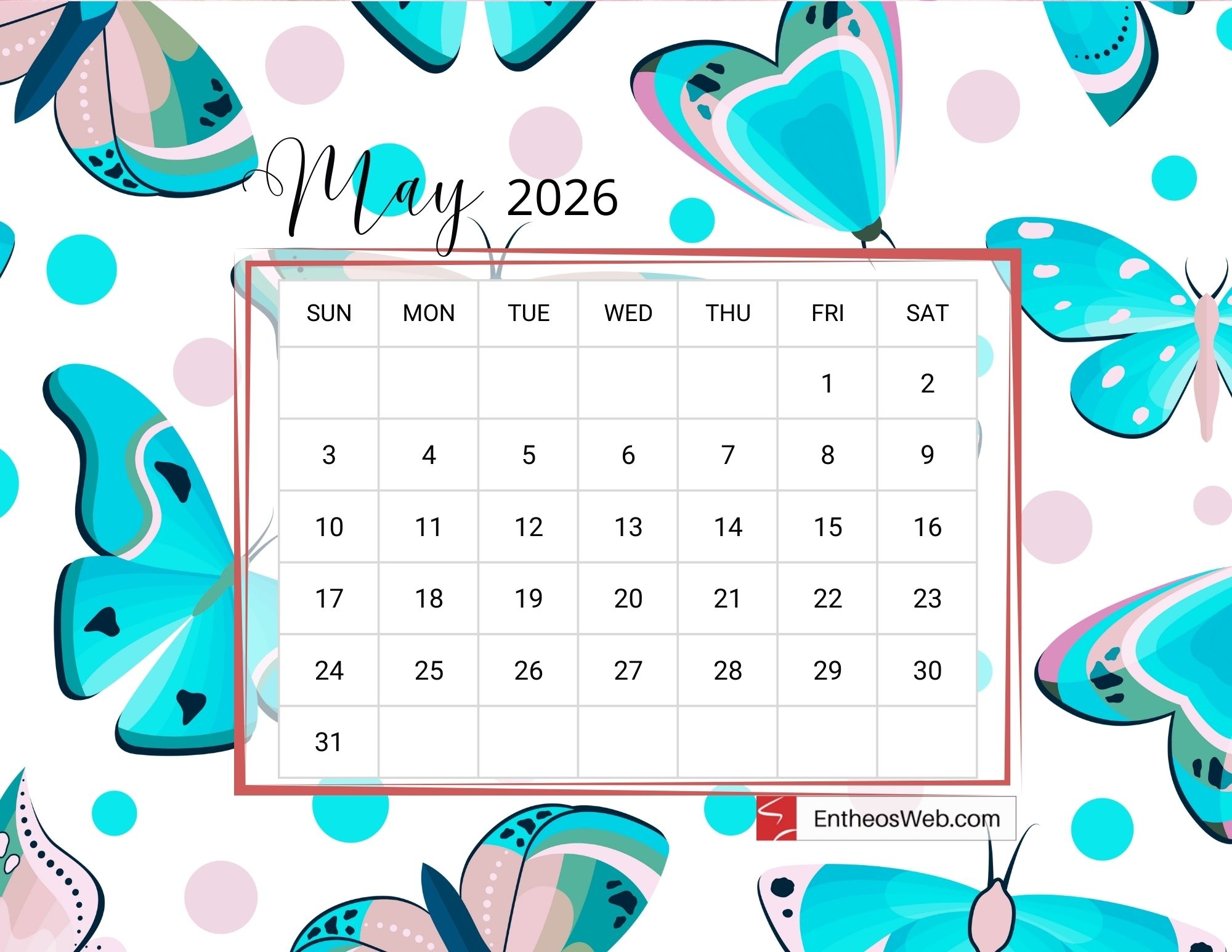Blank Calendar Template May 2026 Printable Blank Calendar Template May 2026 Printable