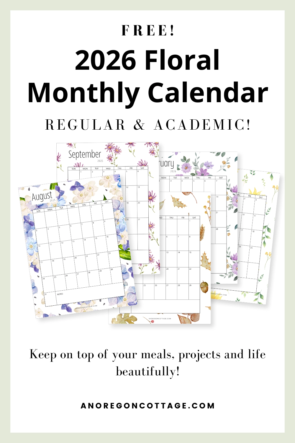 Free Printable Monthly Calendar For 2026 NEW 2025 26 Academic Calendar An Oregon Cottage