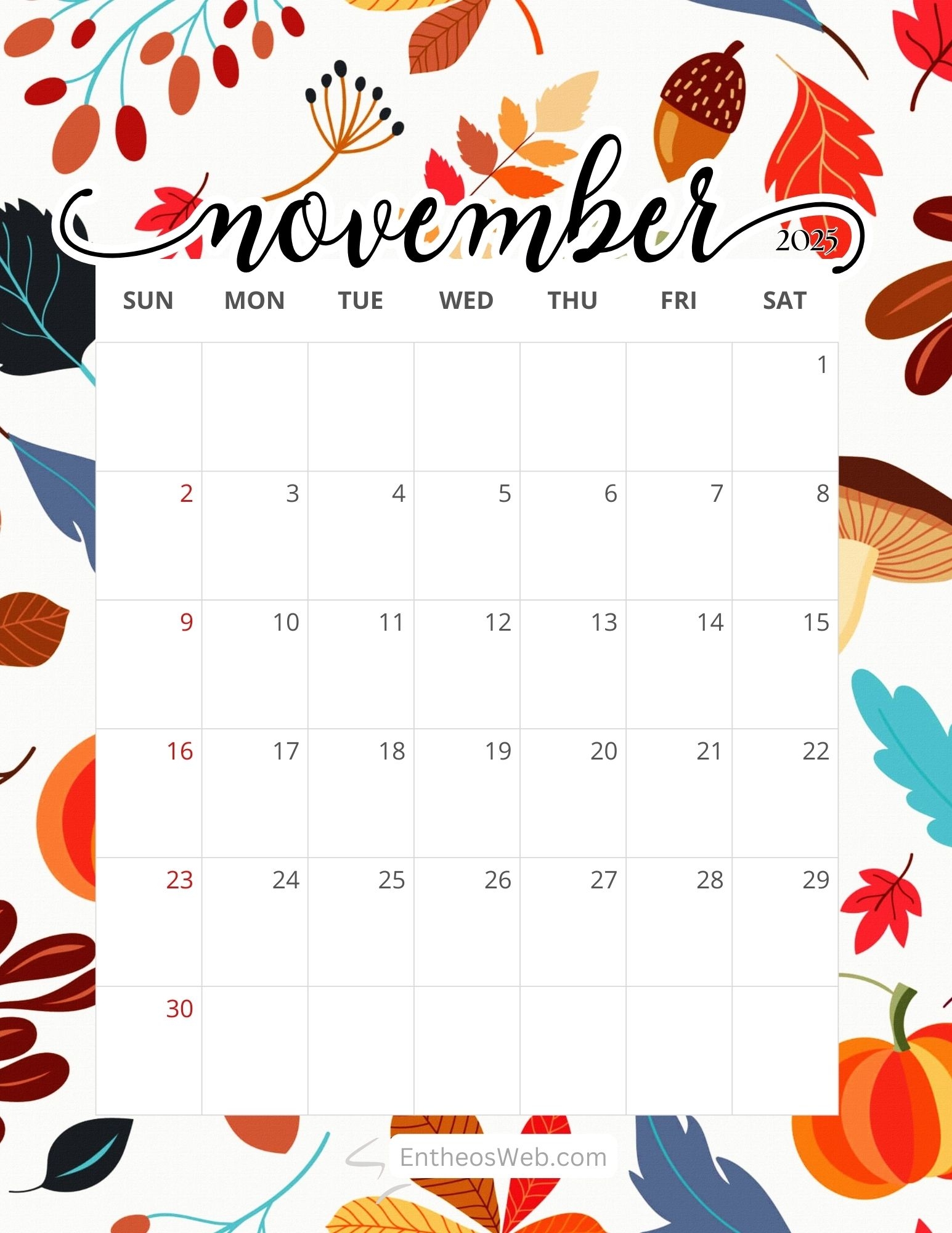 Free Printable November 2025 Calendars EntheosWeb Free Printable November 2025 Calendars EntheosWeb