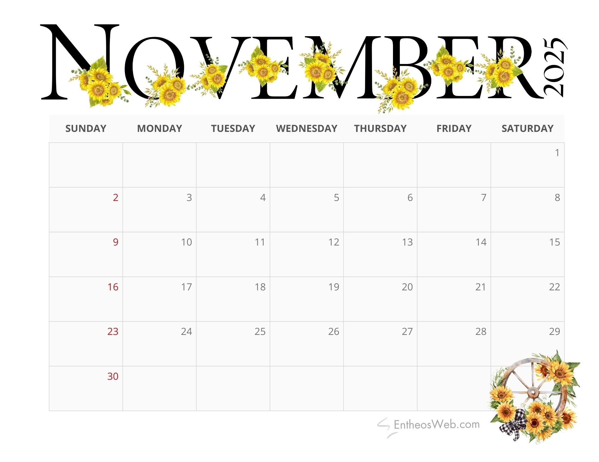 November Calendar 2025 Printable Free November Calendar 2025 Printable Free