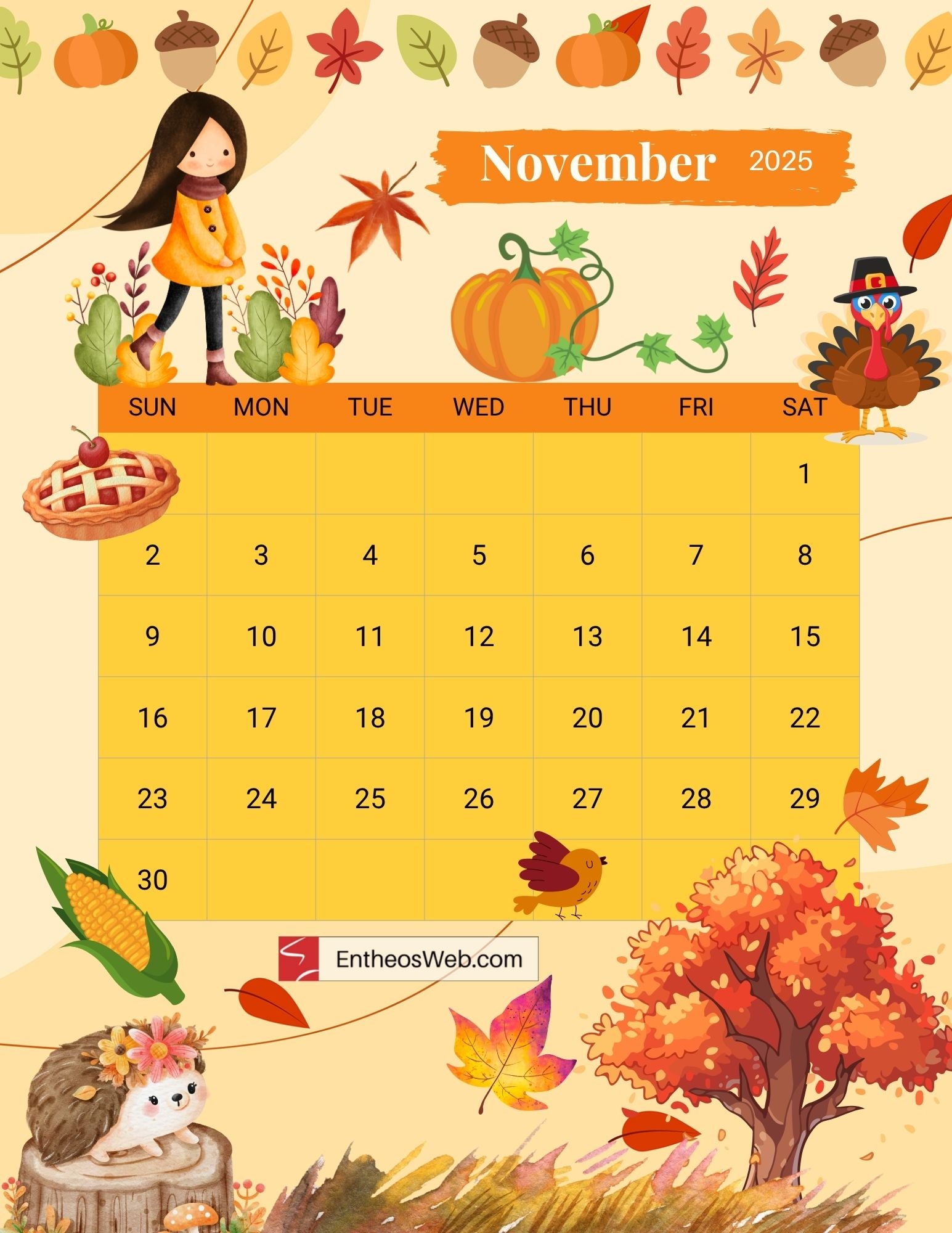 Free Printable November 2025 Calendars EntheosWeb