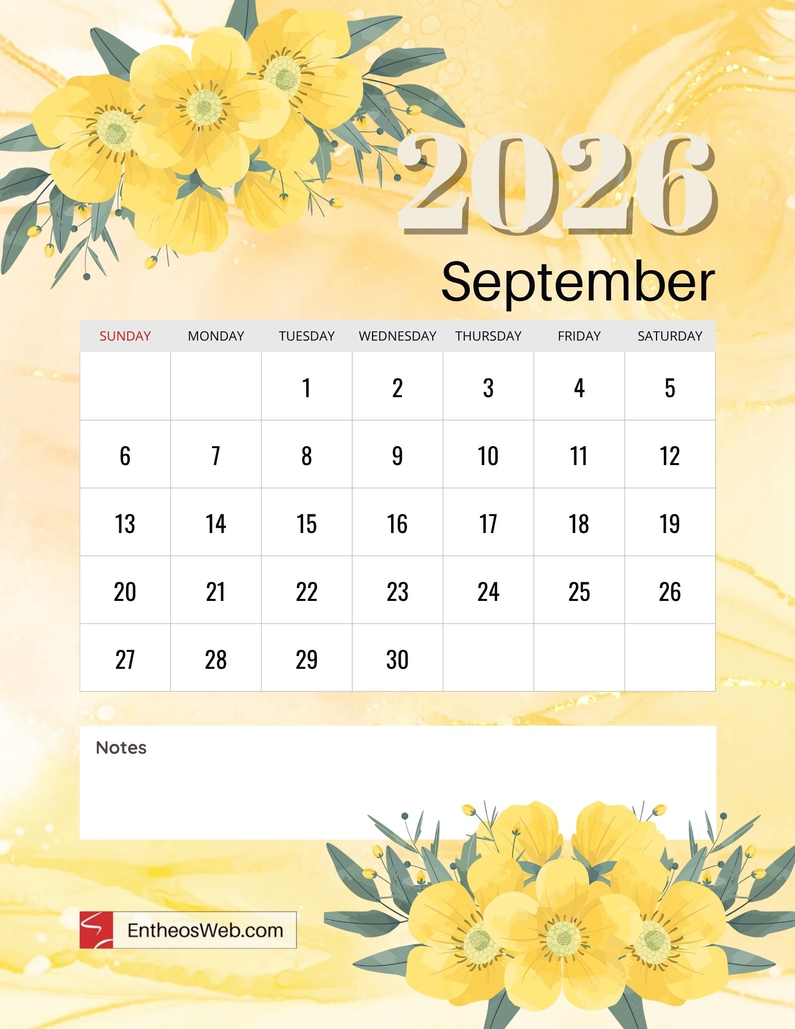 Free Printable September 2026 Calendars EntheosWeb Free Printable September 2026 Calendars EntheosWeb