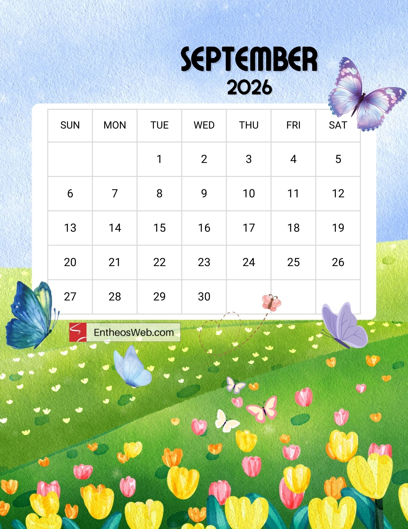 Blank Calendar September 2026