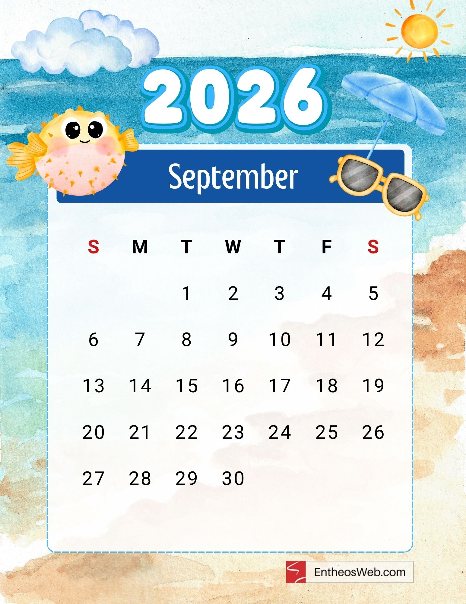 Free Printable September 2026 Calendars EntheosWeb Free Printable September 2026 Calendars EntheosWeb