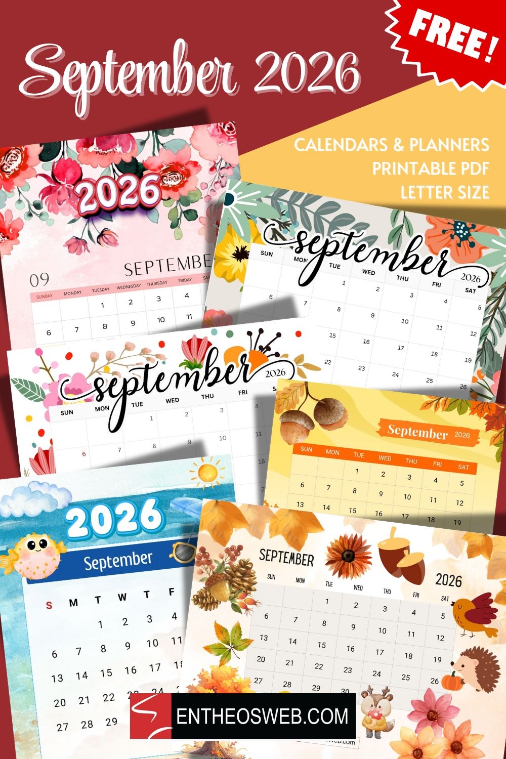 Free Printable September 2026 Calendars EntheosWeb Free Printable September 2026 Calendars EntheosWeb