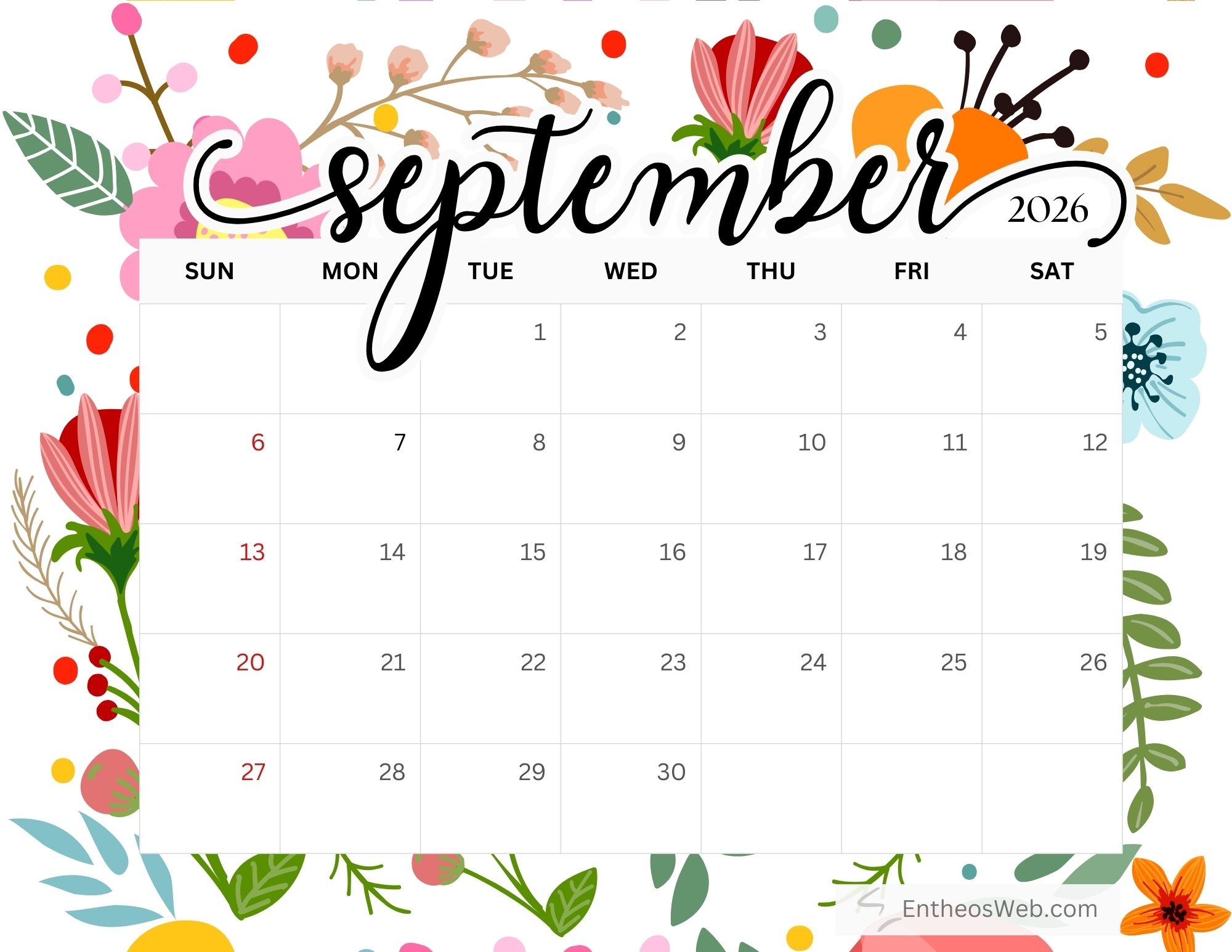 Blank September 2026 Calendar Printable Pdf Blank September 2026 Calendar Printable Pdf