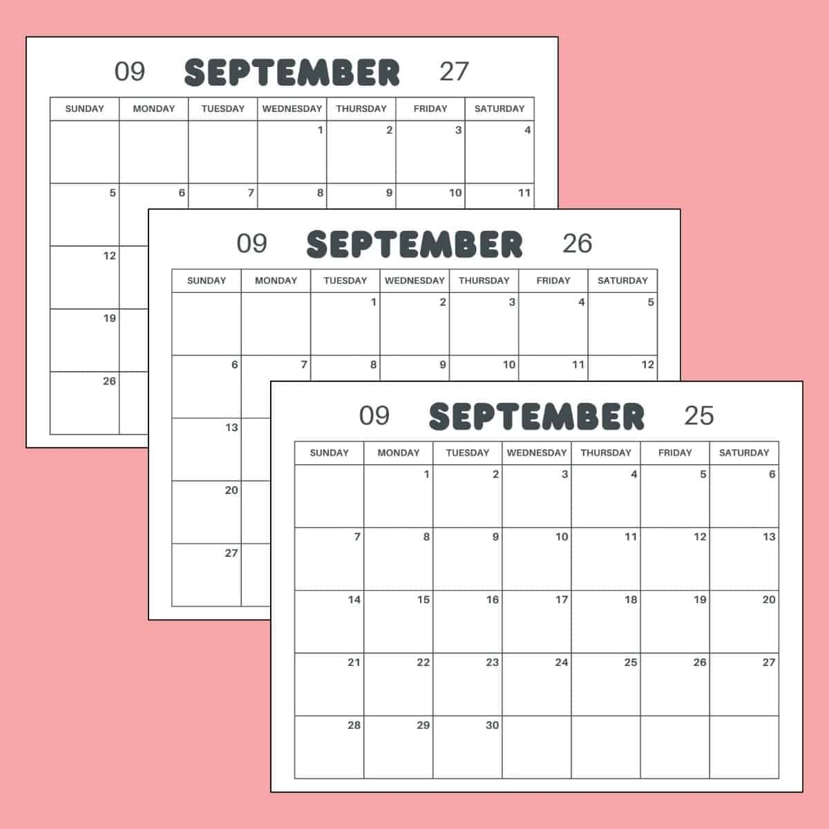 Free Printable September Calendar 2025 2026 2027 PDF Template Free Printable September Calendar 2025 2026 2027 PDF Template