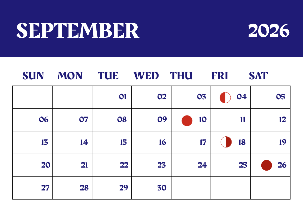 Free Traditional September 2026 Calendar Template To Edit Online Free Traditional September 2026 Calendar Template To Edit Online