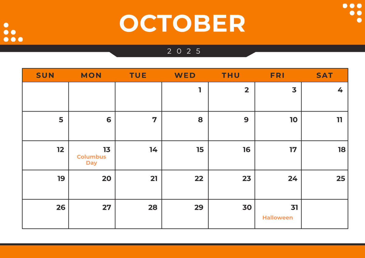 Free Year 2025 October Calendar Template To Edit Online Free Year 2025 October Calendar Template To Edit Online