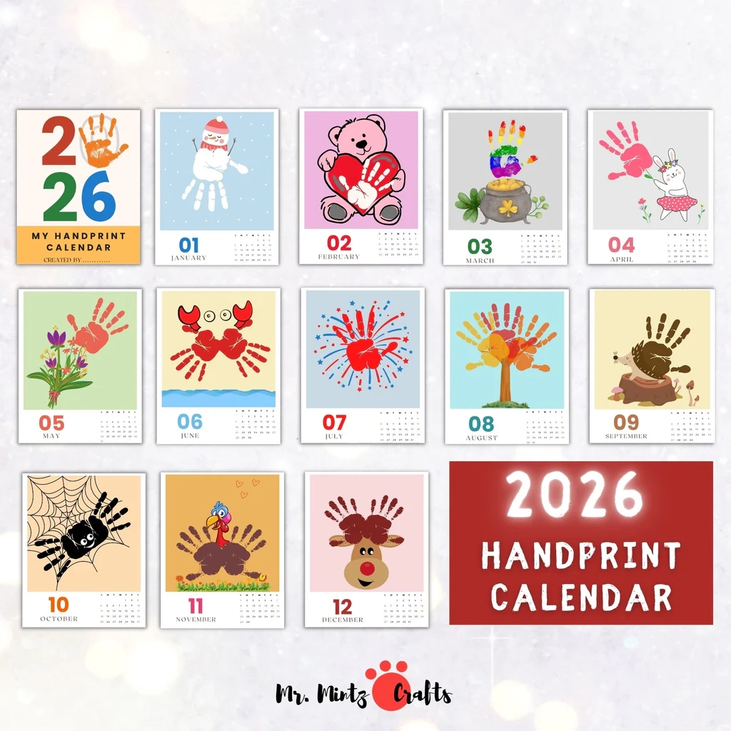 Handprint Calendar 2026 Mr Mintz Crafts
