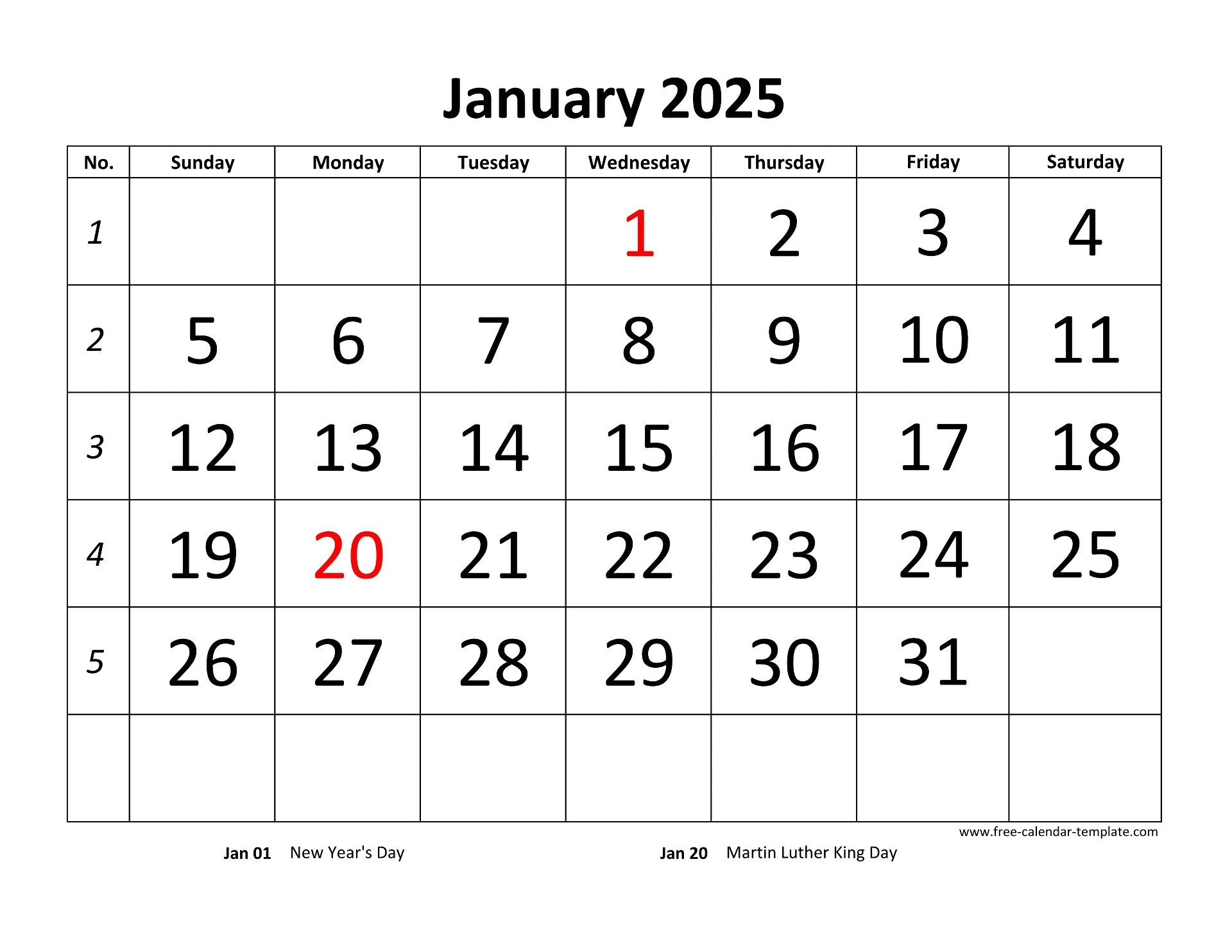 January 2025 Free Calendar Tempplate Free calendar template January 2025 Free Calendar Tempplate Free calendar template