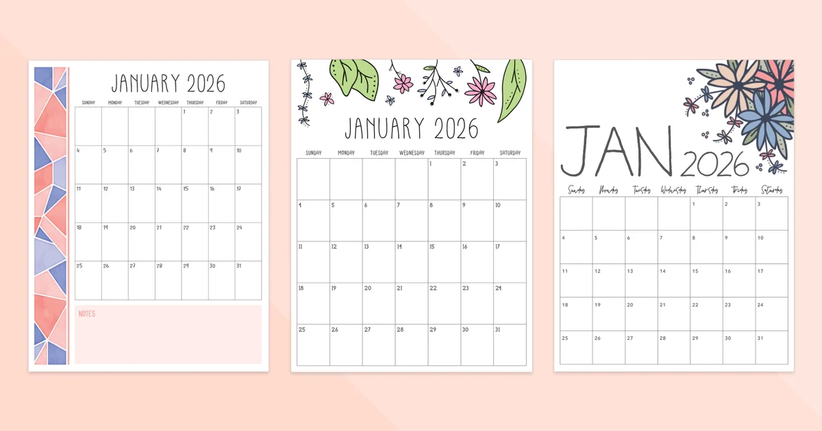 January 2026 Calendar Printable Tidy Plans