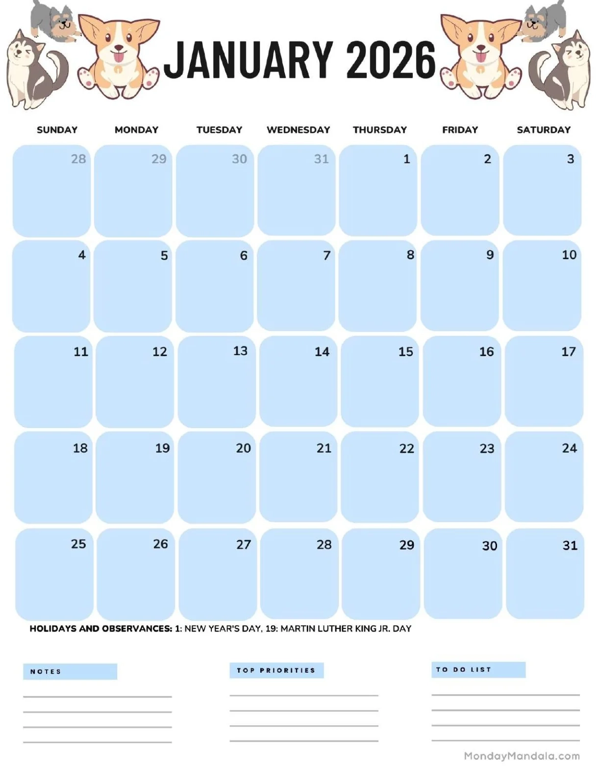 January 2026 Calendars Free PDF Printables 