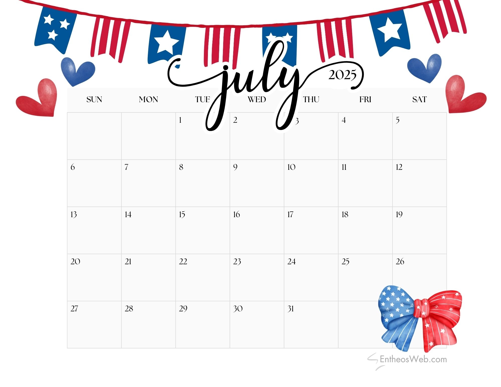 Blank Calendar Page July 2026 Blank Calendar Page July 2026