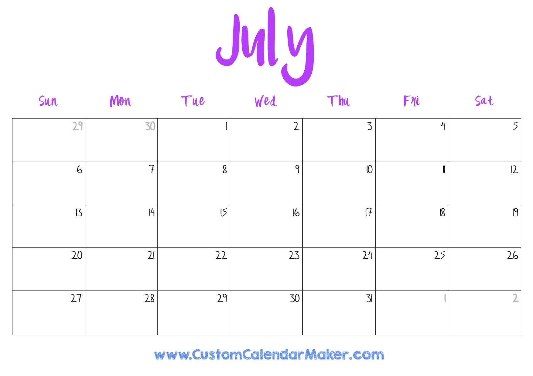 July 2025 Printable Calendar 23 Free Templates PDF Custom Calendar Maker July 2025 Printable Calendar 23 Free Templates PDF Custom Calendar Maker
