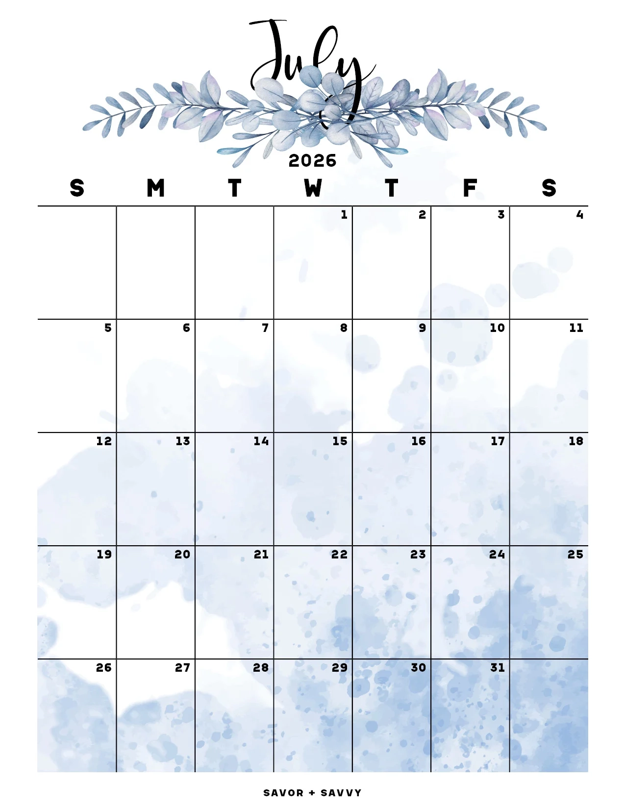 July 2026 Calendar Pdf