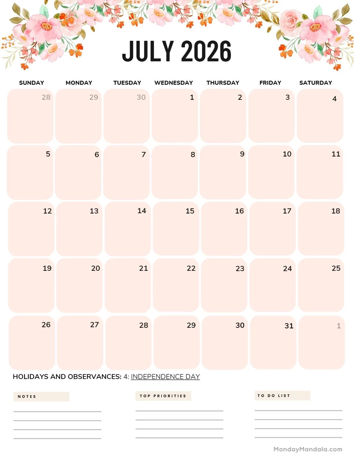 July 2026 Calendars 52 Free PDF Printables July 2026 Calendars 52 Free PDF Printables