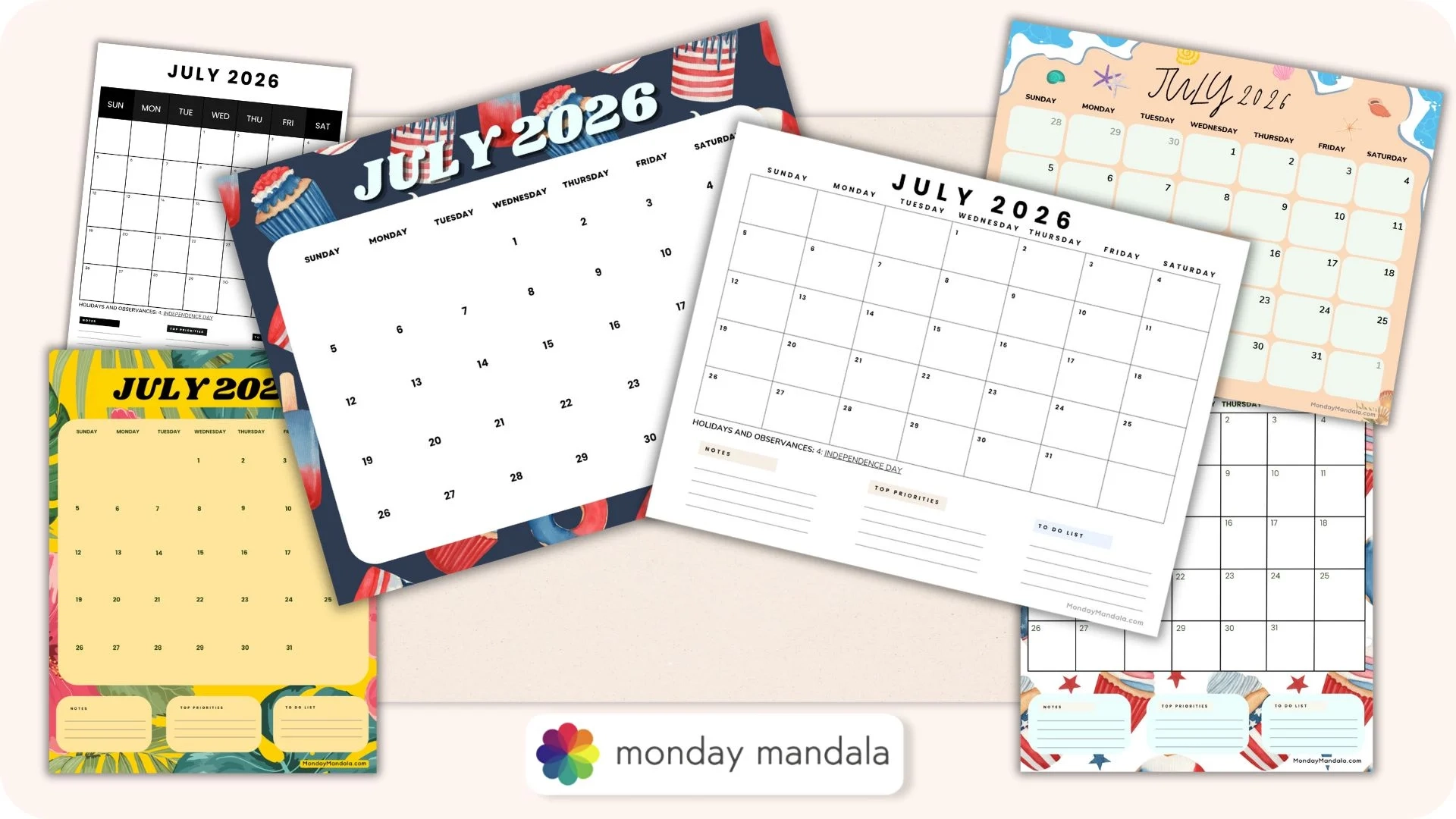 July 2026 Calendars 52 Free PDF Printables 