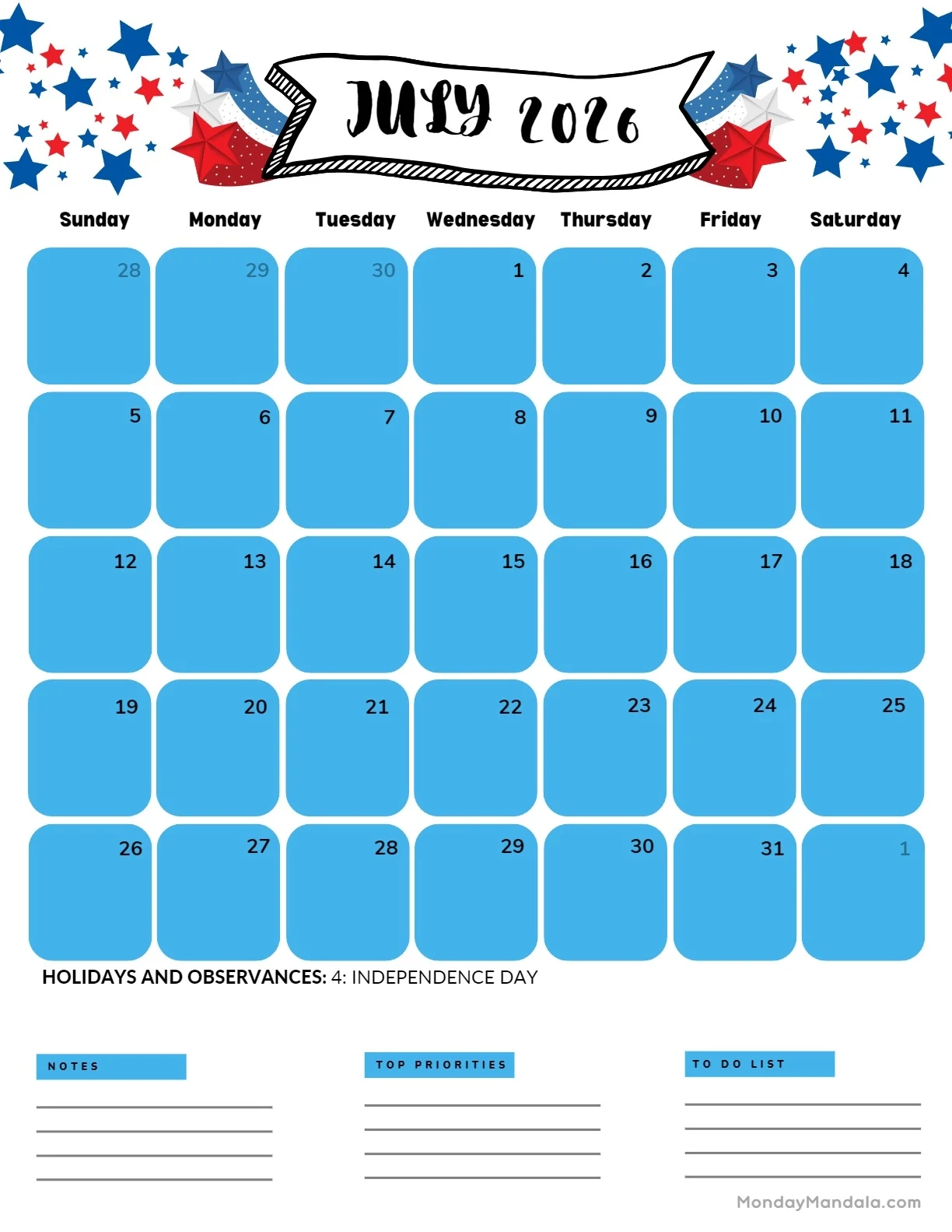 July 2026 Calendars 52 Free PDF Printables 