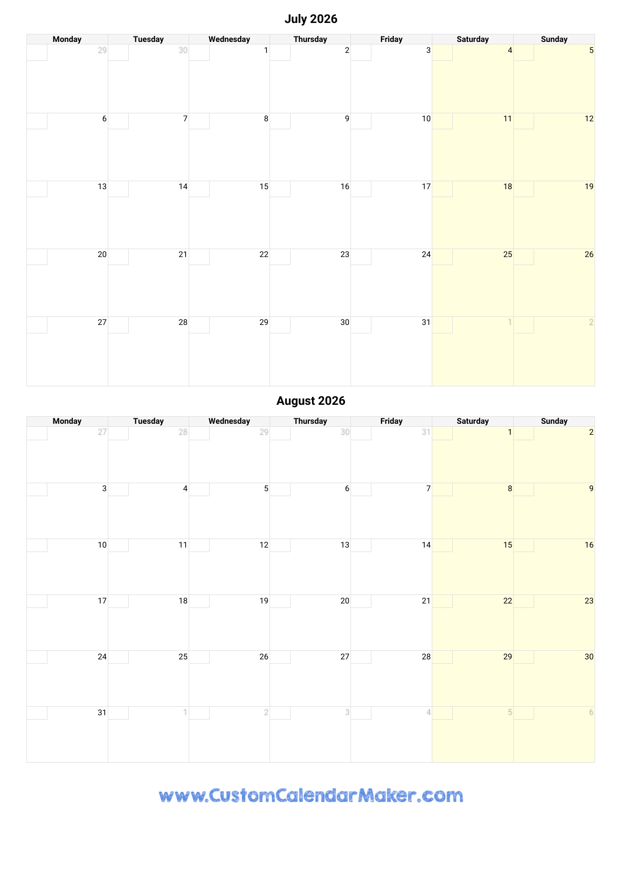 July 2026 Calendar With Holidays July 2026 Calendar With Holidays