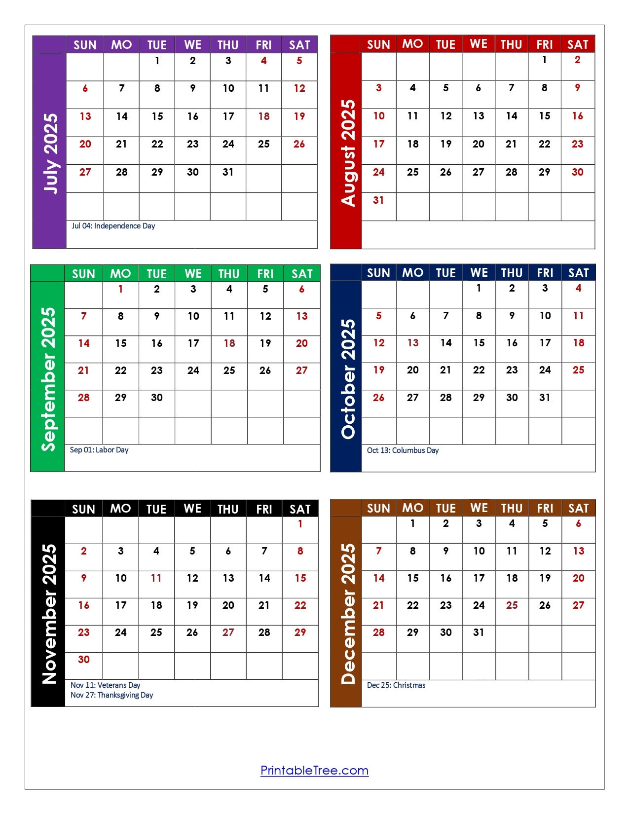 Blank Calendar Template December 2025