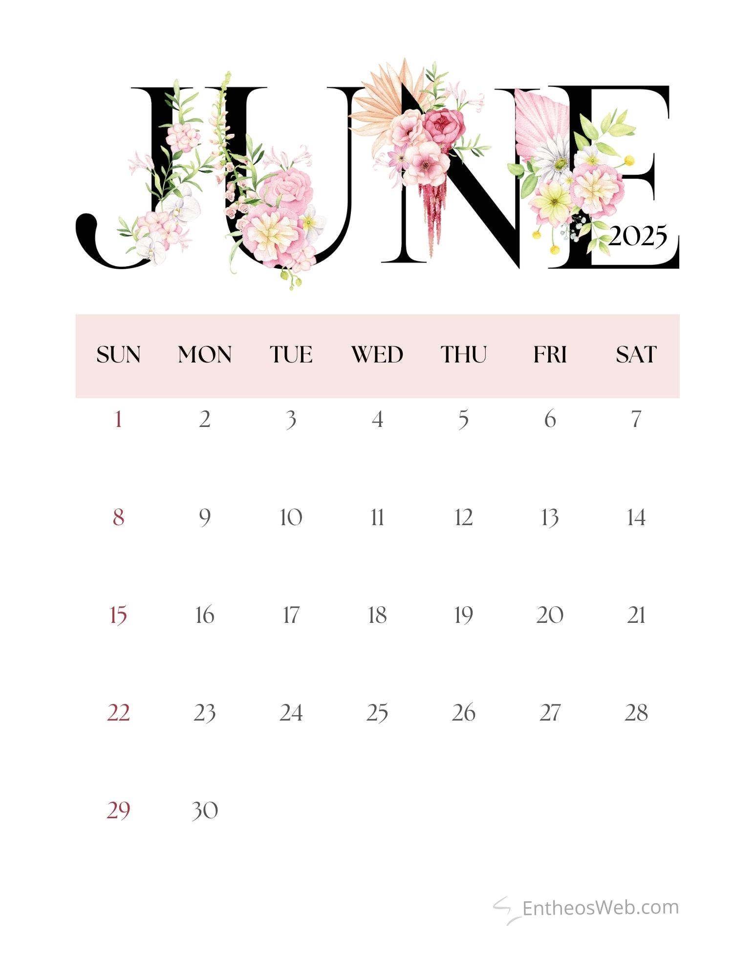 June 2025 Calendar Printables EntheosWeb June 2025 Calendar Printables EntheosWeb