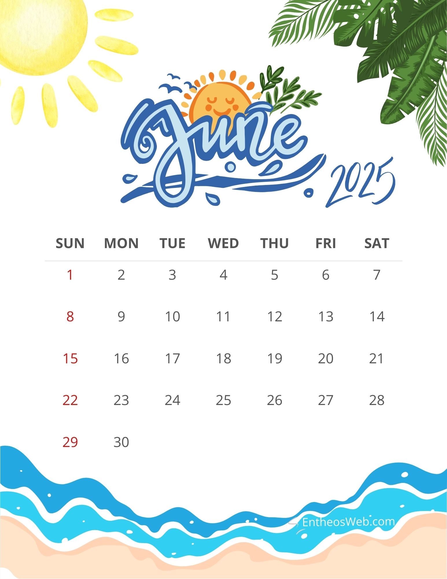June 2025 Calendar Printables EntheosWeb