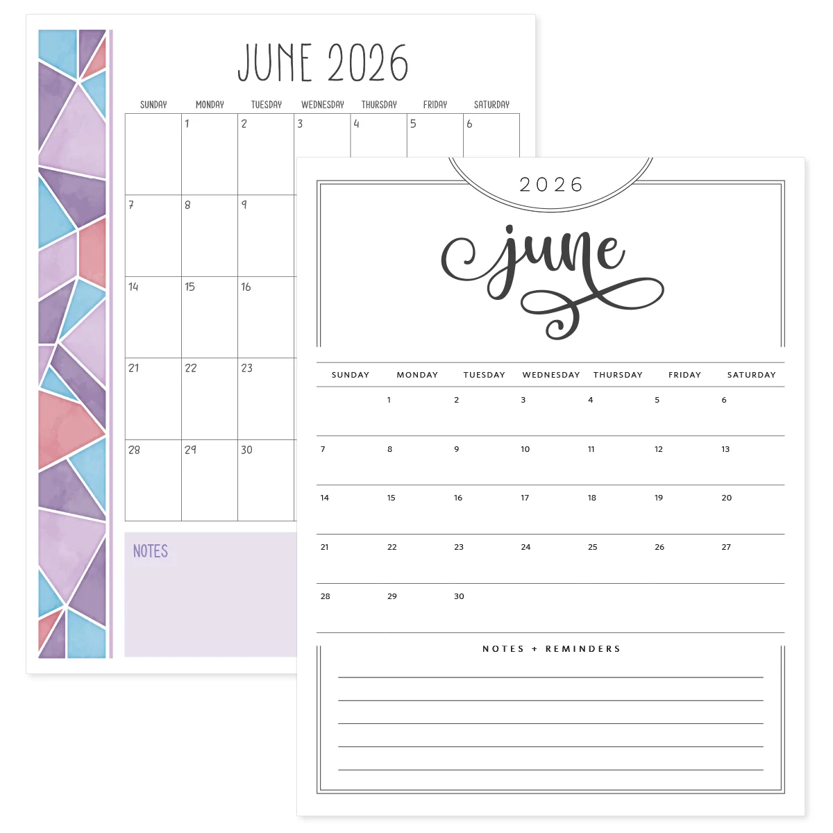 June 2026 Calendar Printable PDF Templates June 2026 Calendar Printable PDF Templates