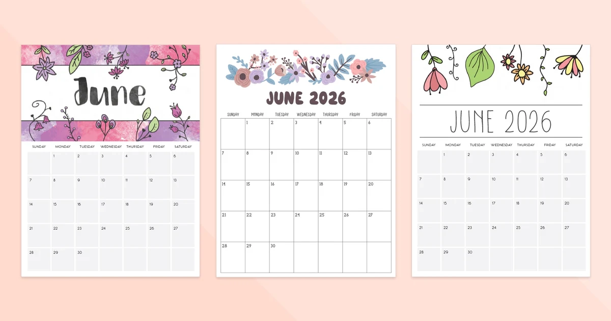 June 2026 Calendar Printable Tidy Plans