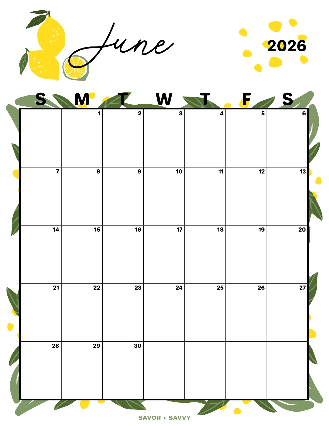 June 2026 Calendar Templates 14 Free Printables Savor Savvy June 2026 Calendar Templates 14 Free Printables Savor Savvy