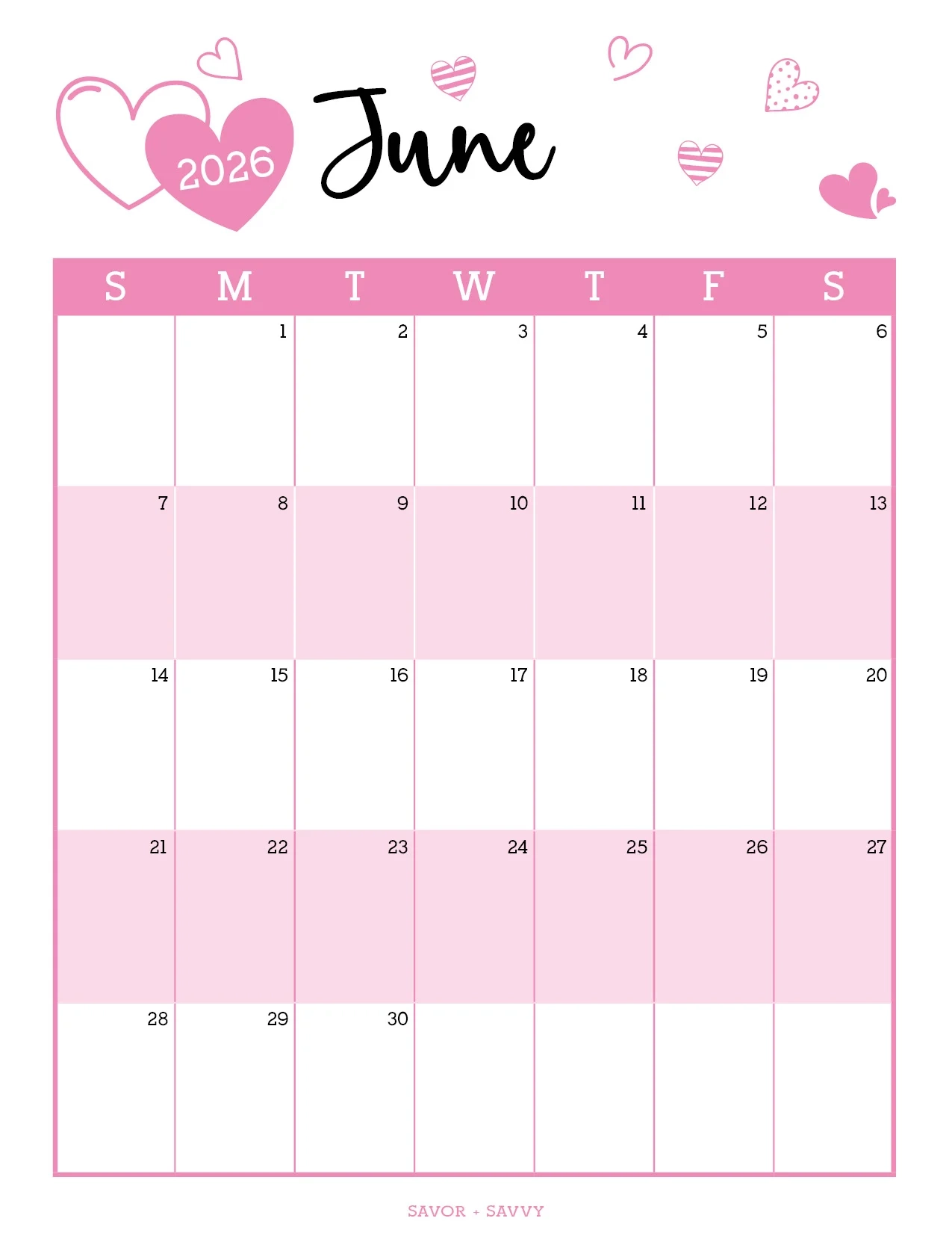 June 2026 Calendar Templates 14 Free Printables Savor Savvy June 2026 Calendar Templates 14 Free Printables Savor Savvy