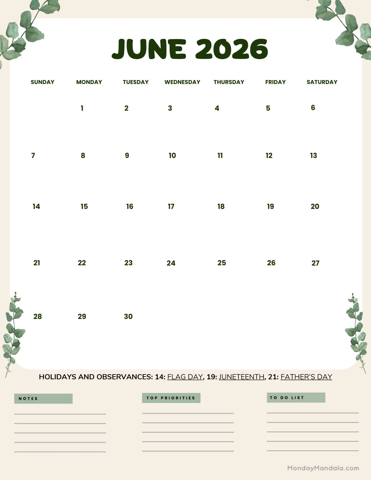 June 2026 Calendars 52 Free PDF Printables June 2026 Calendars 52 Free PDF Printables