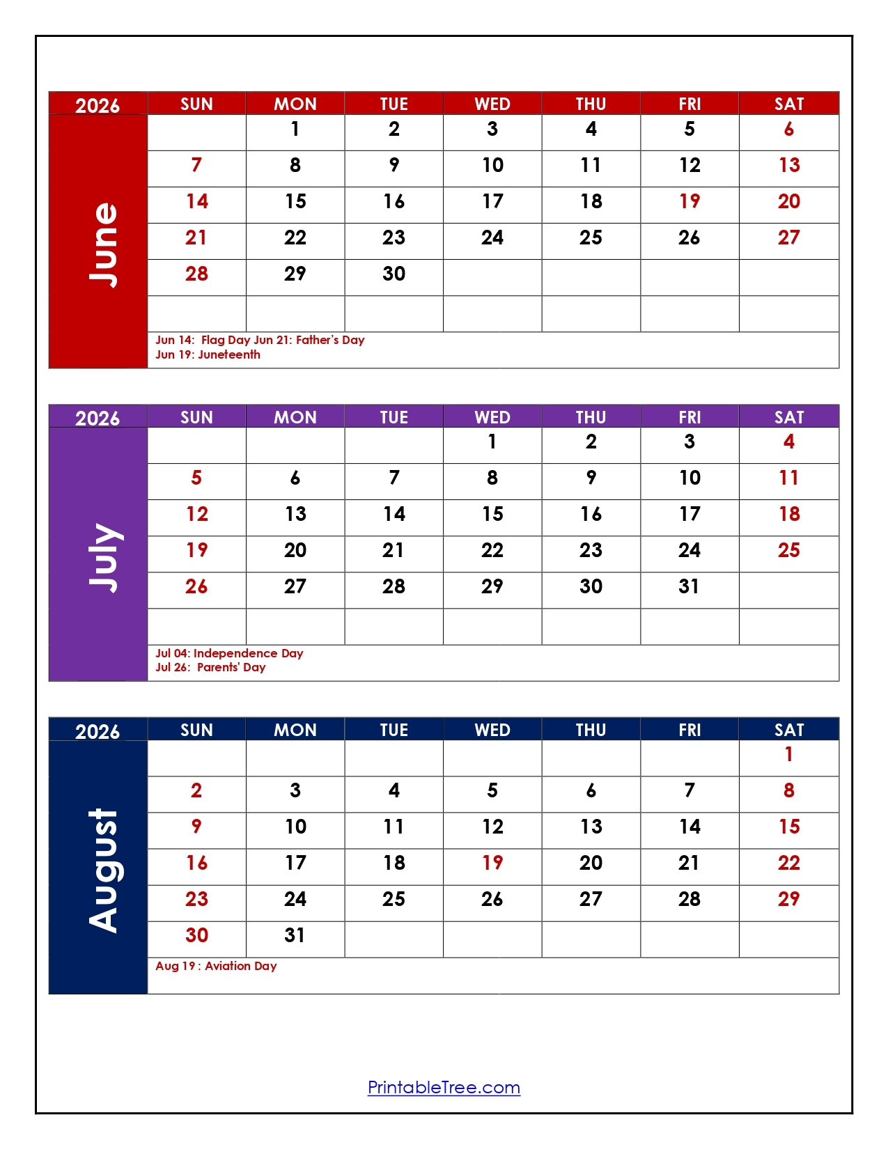 July August 2026 Calendar